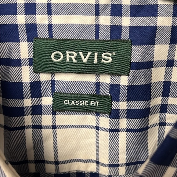 ORVIS Classic Fit Mens Button Shirt Blue Plaid 26 PTP XL Event wedding office - Picture 2 of 10